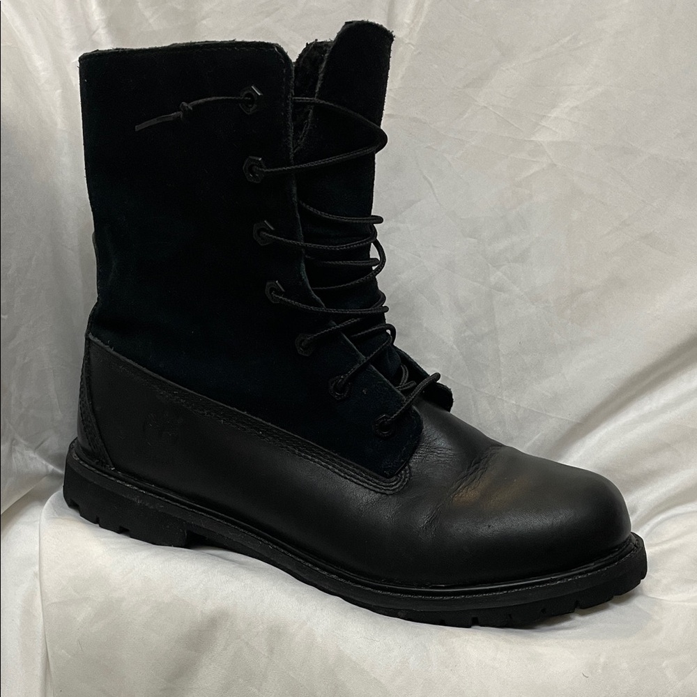 ❤️ Timberland Earthkeepers Suede & Smooth Leather Faux Fur Lined Black Boots, 10